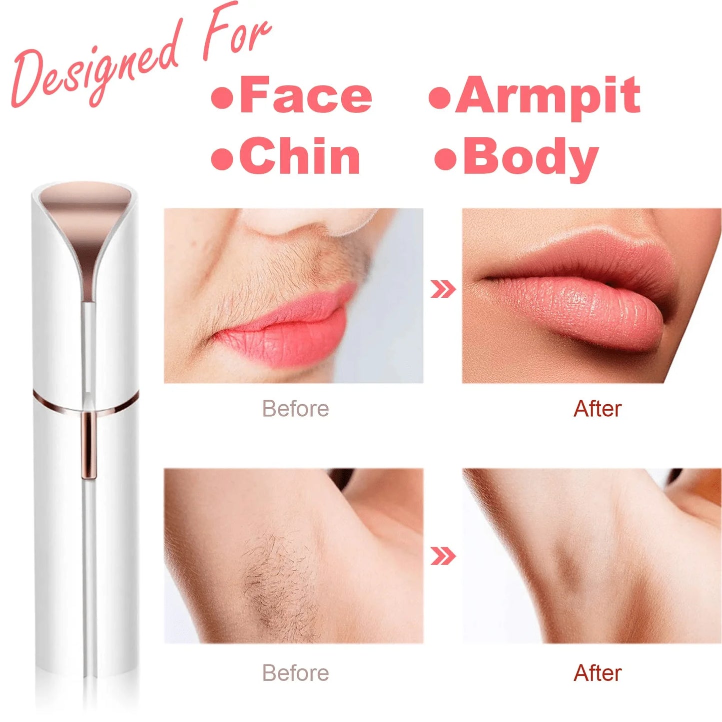 Portable Lipstick-Style Electric Hair Remover for Women