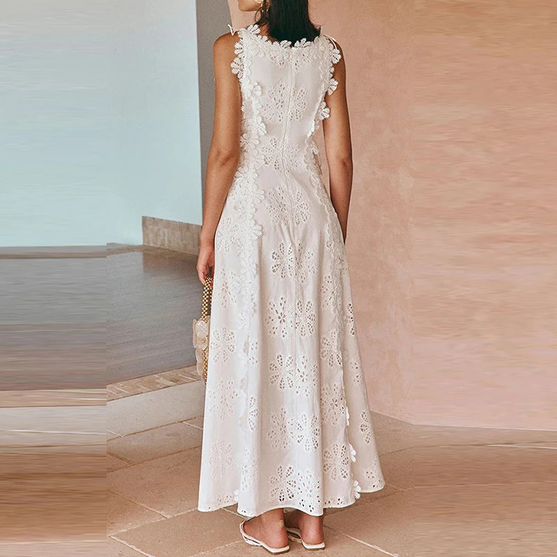 Fashion Sleeveless Bandage High Waist Dress Casual