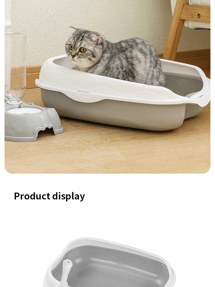 Semi-Enclosed Spatter-Proof Cat Litter Box