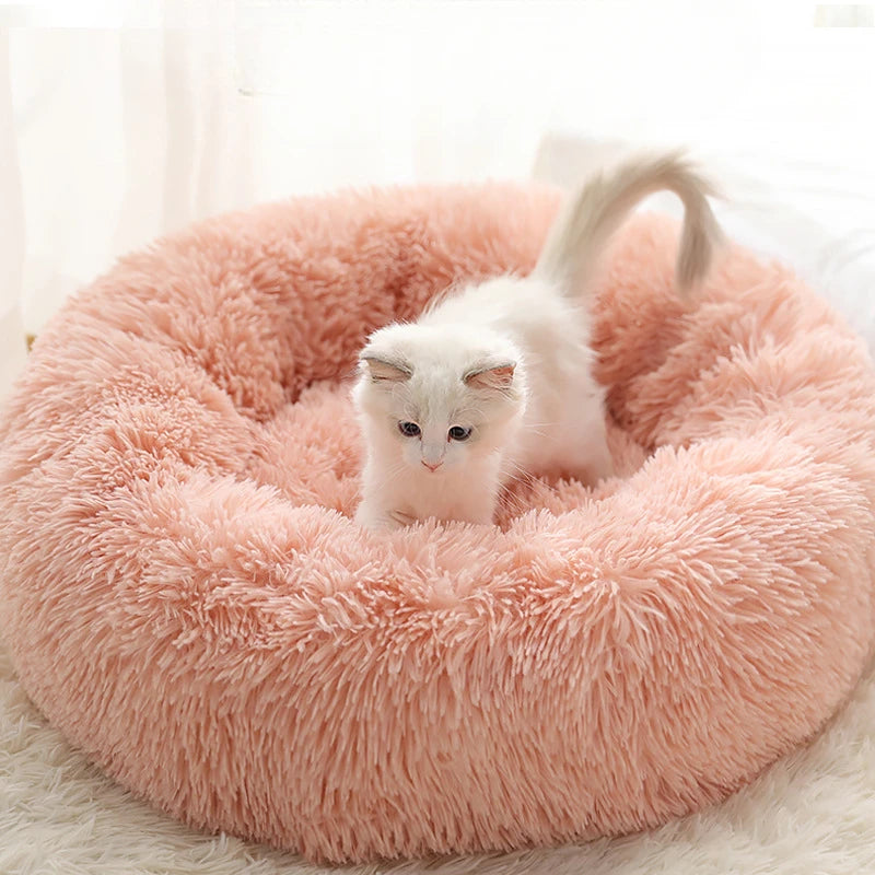 Plush Winter Pet Nest – Warm, Round, Detachable & Washable Bed for Cats and Dogs, Cozy Home Décor for All Seasons