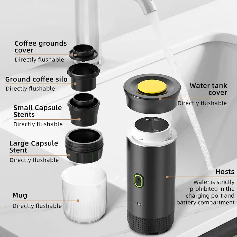 Wireless Portable Electric Espresso Machine – Ideal for Car, Home, and Camping Use