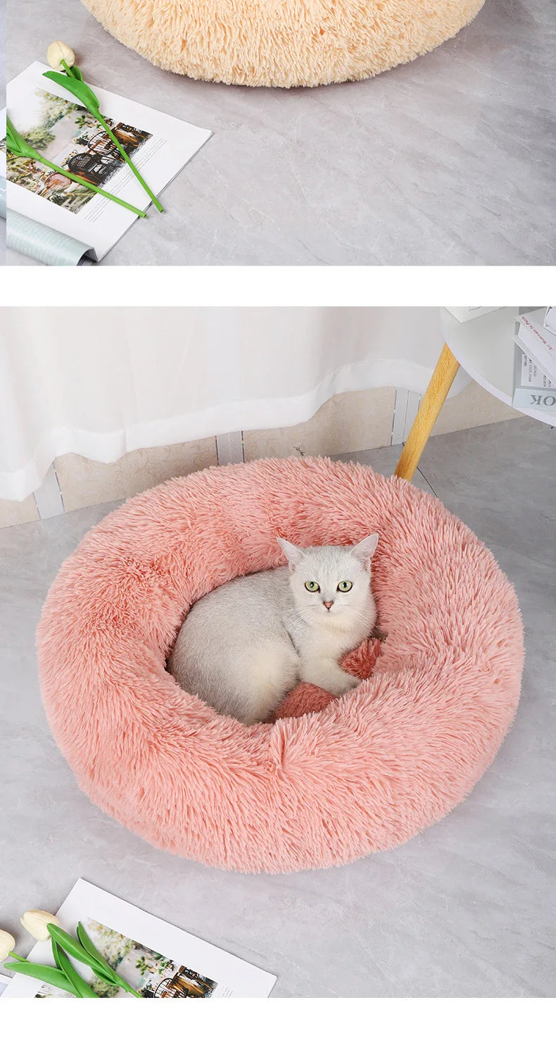 Plush Winter Pet Nest – Warm, Round, Detachable & Washable Bed for Cats and Dogs, Cozy Home Décor for All Seasons