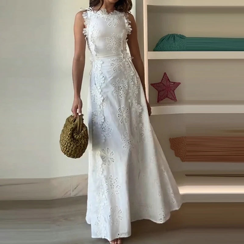 Fashion Sleeveless Bandage High Waist Dress Casual