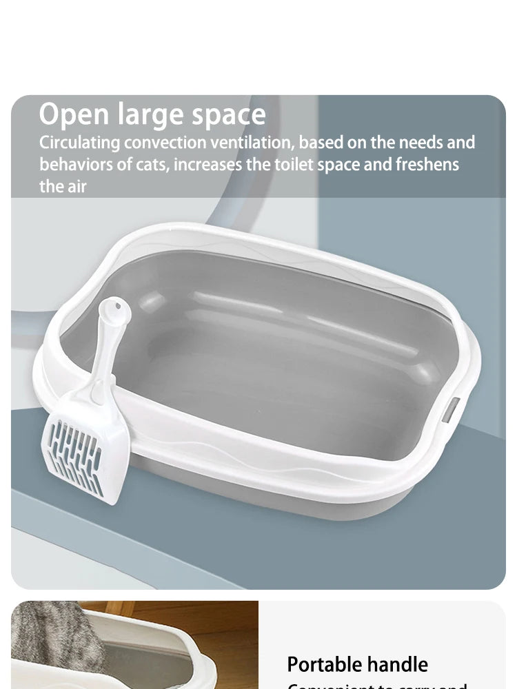 Semi-Enclosed Spatter-Proof Cat Litter Box