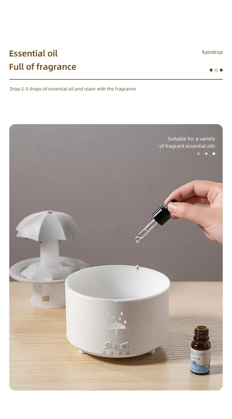 Creative Umbrella Water Drop Air Humidifier with Colorful Light