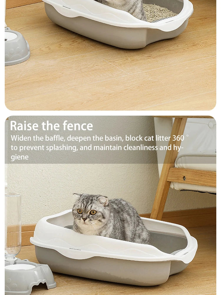 Semi-Enclosed Spatter-Proof Cat Litter Box