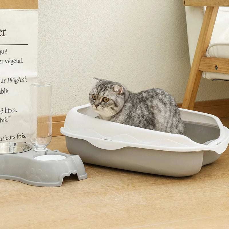 Semi-Enclosed Spatter-Proof Cat Litter Box