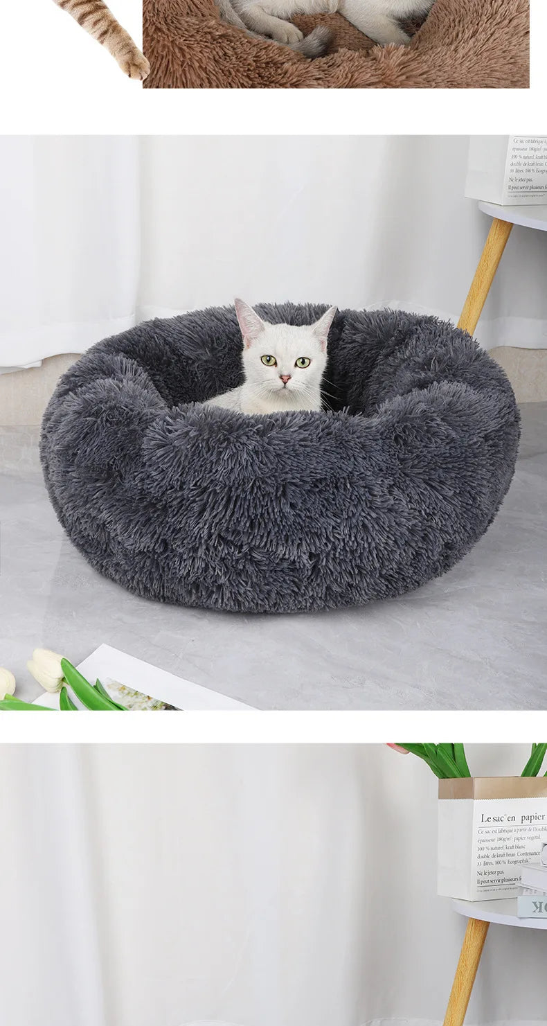 Plush Winter Pet Nest – Warm, Round, Detachable & Washable Bed for Cats and Dogs, Cozy Home Décor for All Seasons