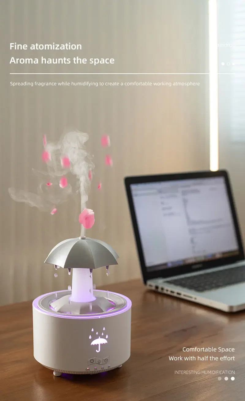 Creative Umbrella Water Drop Air Humidifier with Colorful Light