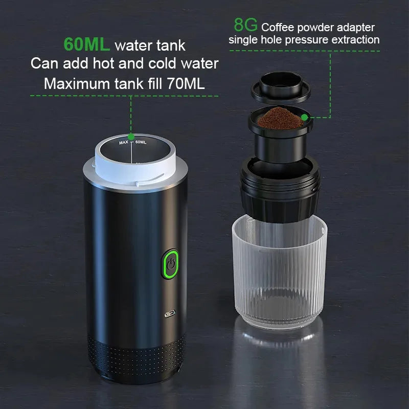 Wireless Portable Electric Espresso Machine – Ideal for Car, Home, and Camping Use