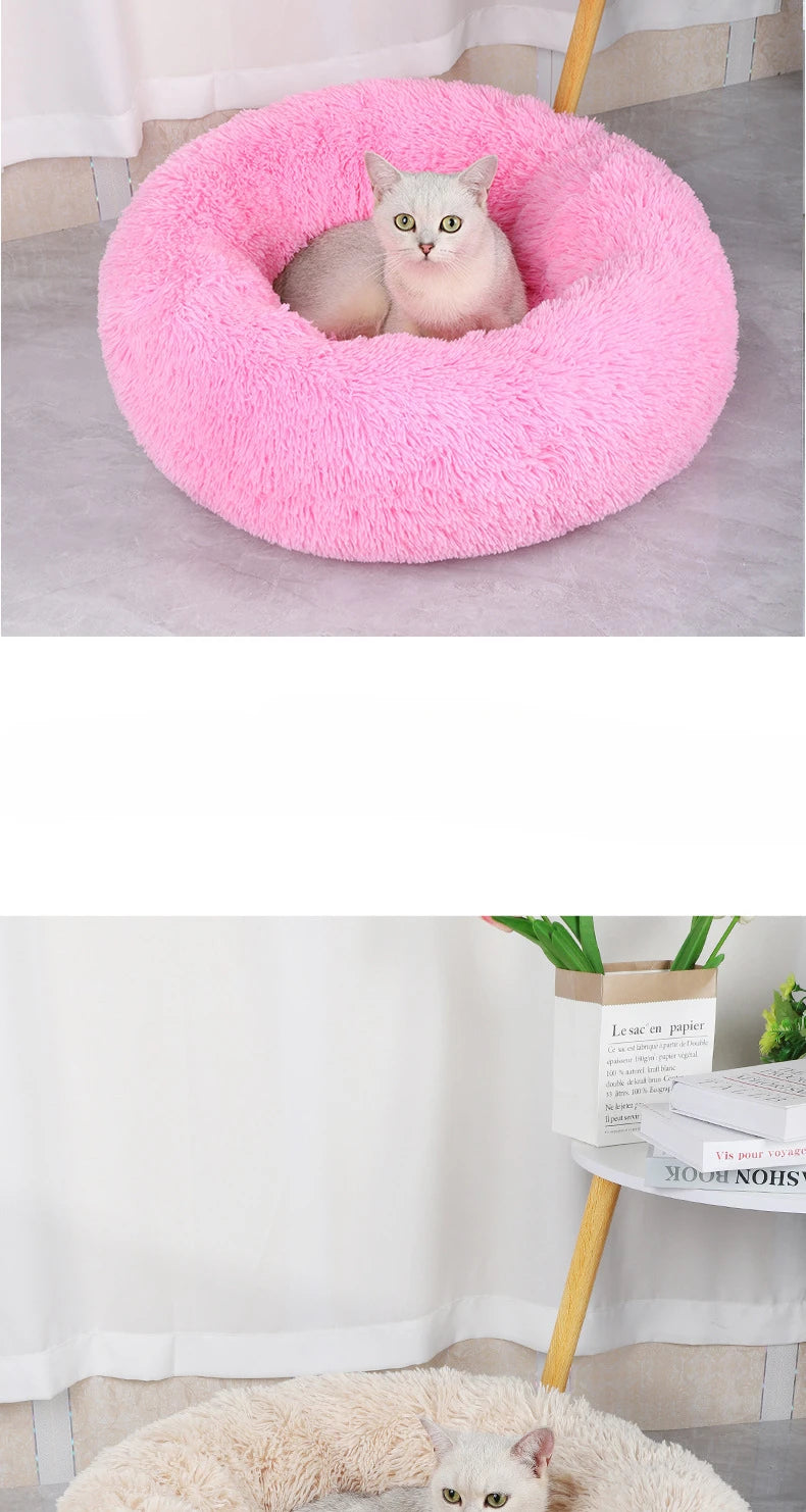 Plush Winter Pet Nest – Warm, Round, Detachable & Washable Bed for Cats and Dogs, Cozy Home Décor for All Seasons