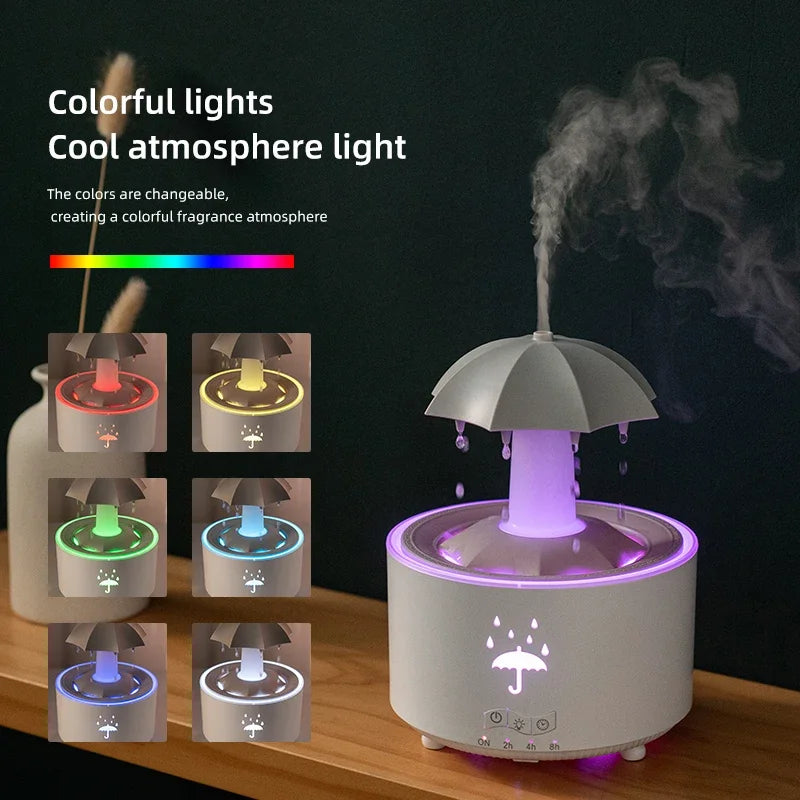Creative Umbrella Water Drop Air Humidifier with Colorful Light