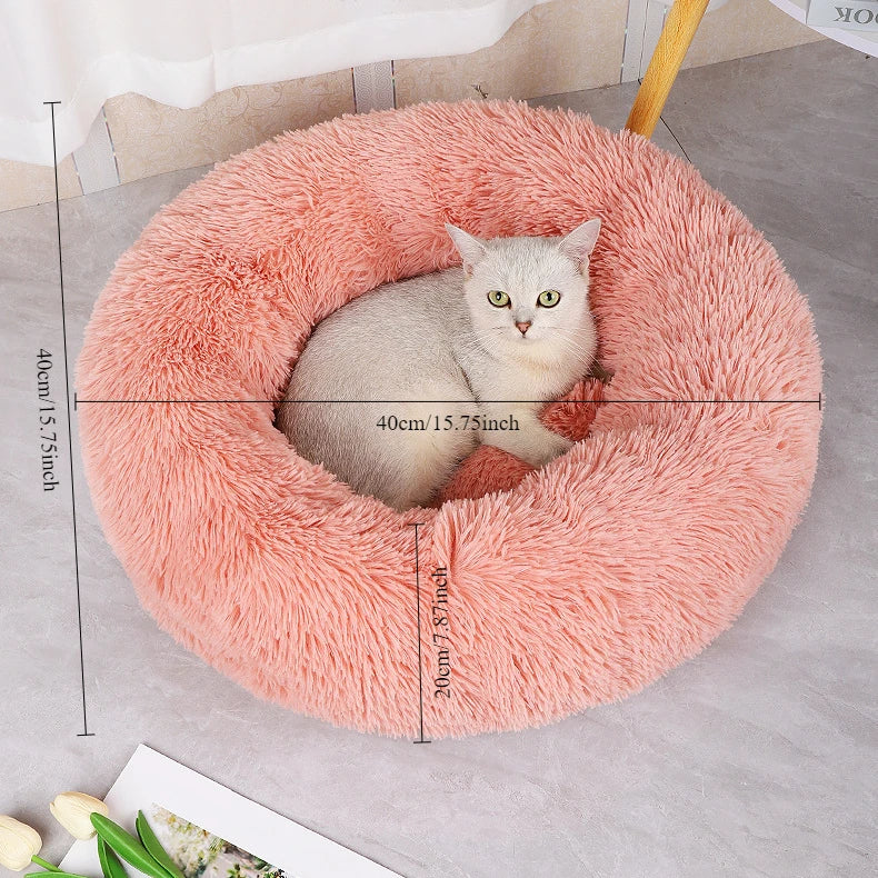 Plush Winter Pet Nest – Warm, Round, Detachable & Washable Bed for Cats and Dogs, Cozy Home Décor for All Seasons
