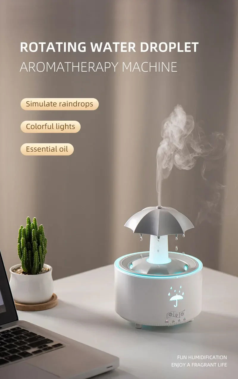Creative Umbrella Water Drop Air Humidifier with Colorful Light