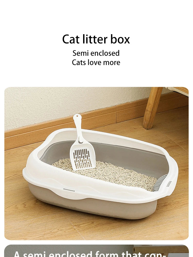 Semi-Enclosed Spatter-Proof Cat Litter Box