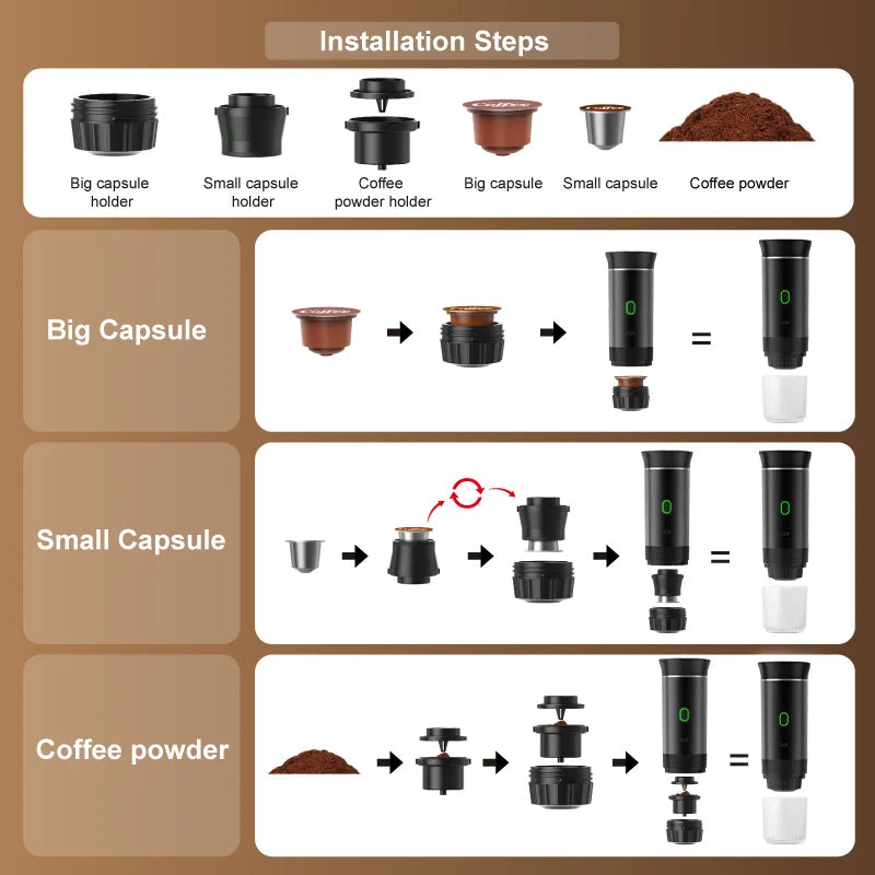 Wireless Portable Electric Espresso Machine – Ideal for Car, Home, and Camping Use