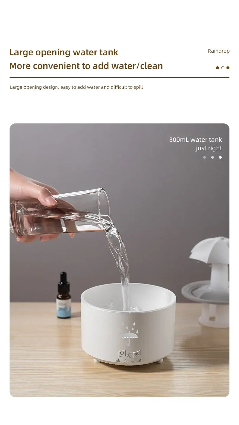 Creative Umbrella Water Drop Air Humidifier with Colorful Light