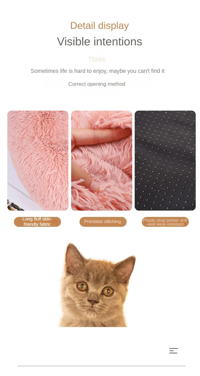 Plush Winter Pet Nest – Warm, Round, Detachable & Washable Bed for Cats and Dogs, Cozy Home Décor for All Seasons