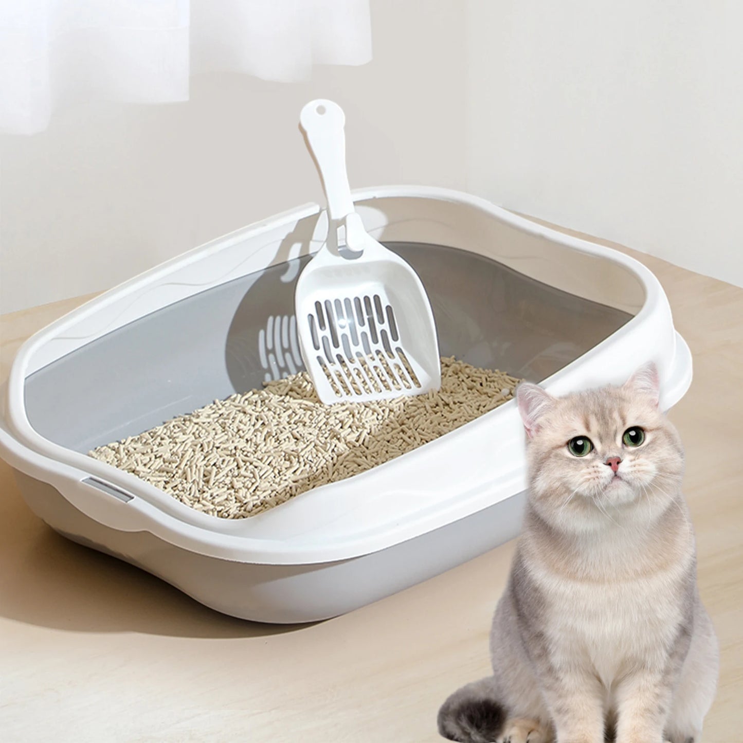 Semi-Enclosed Spatter-Proof Cat Litter Box