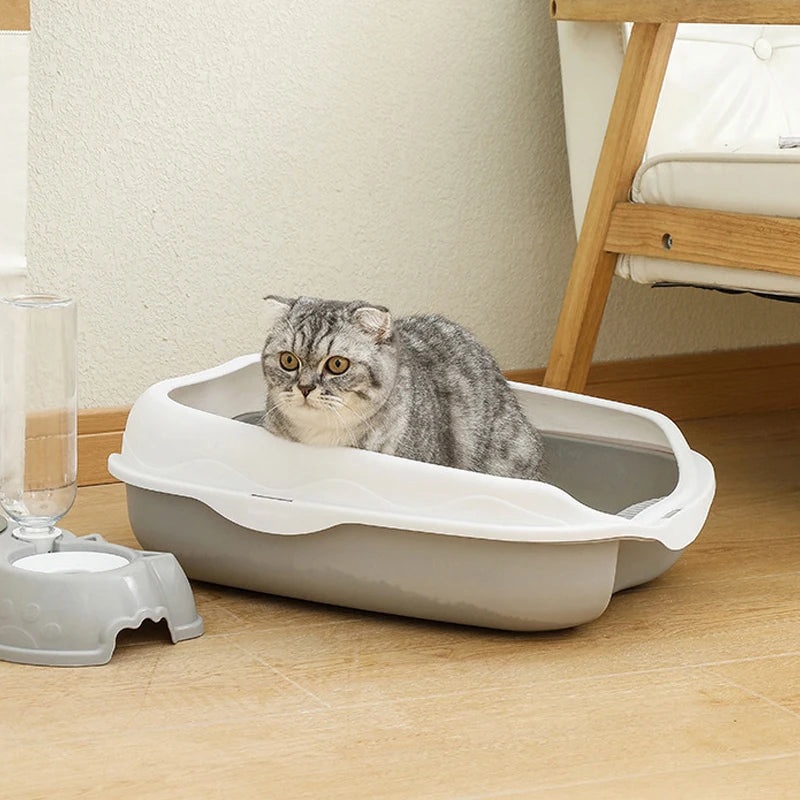 Semi-Enclosed Spatter-Proof Cat Litter Box
