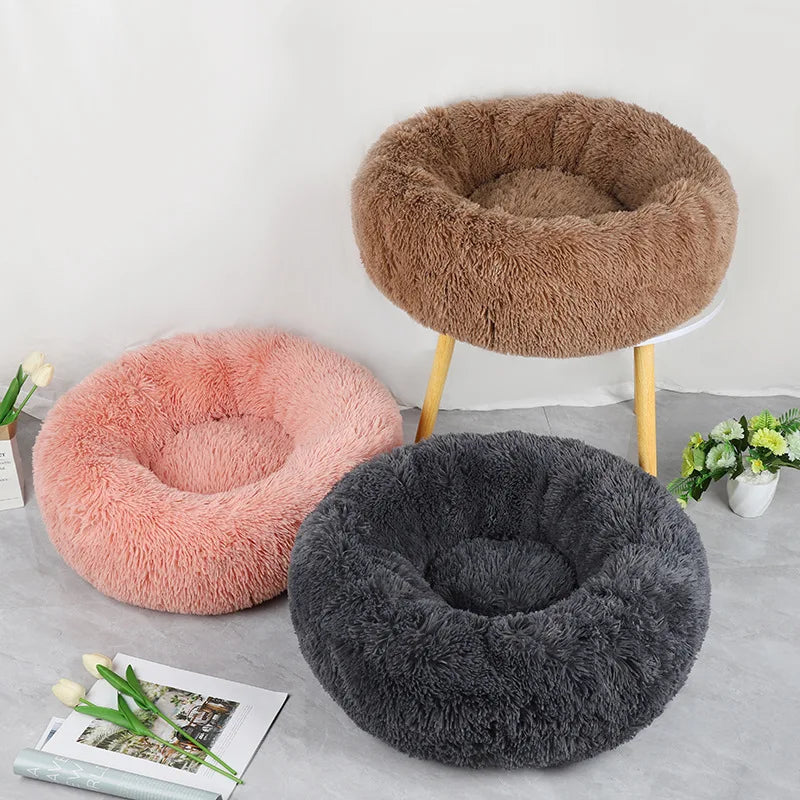 Plush Winter Pet Nest – Warm, Round, Detachable & Washable Bed for Cats and Dogs, Cozy Home Décor for All Seasons