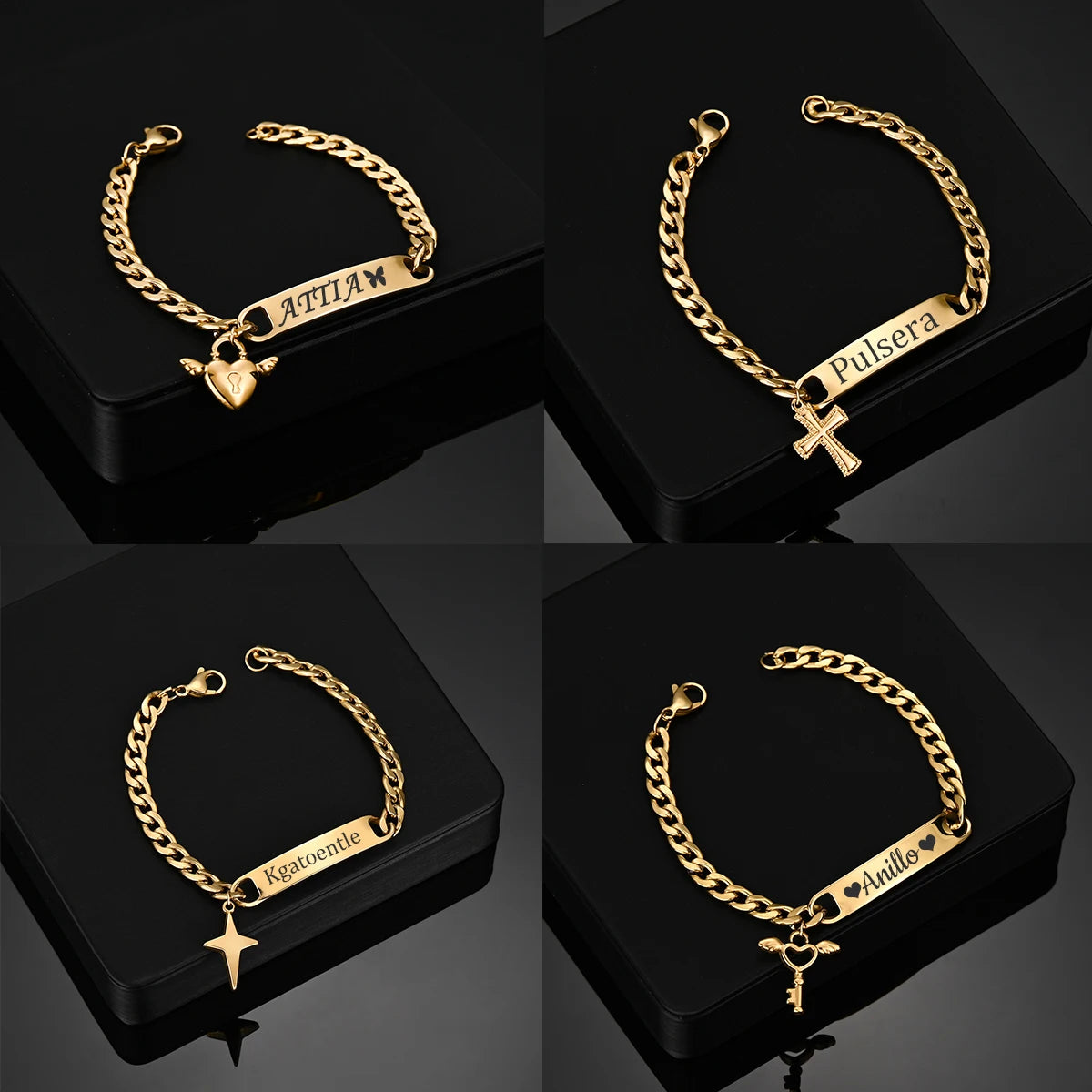 Atoztide Personalized Cross & Heart Bracelet