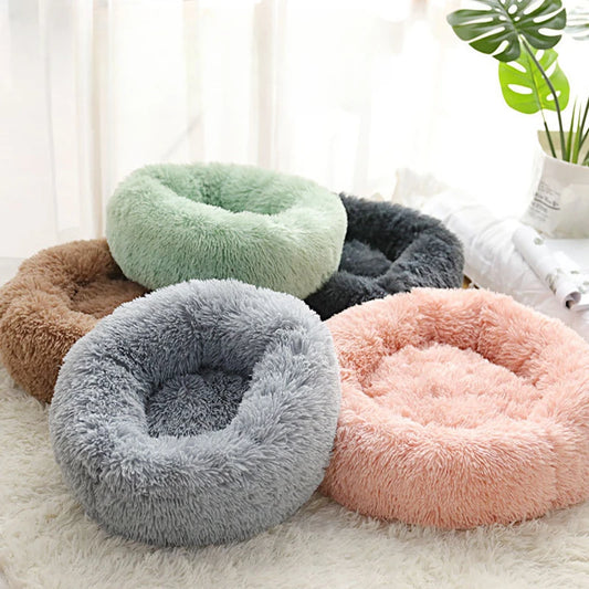 Plush Winter Pet Nest – Warm, Round, Detachable & Washable Bed for Cats and Dogs, Cozy Home Décor for All Seasons