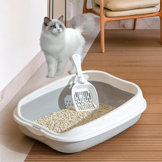 Semi-Enclosed Spatter-Proof Cat Litter Box