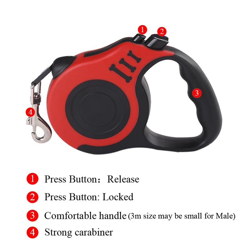 3M/5M Durable Retractable Leash for Small Dogs & Cats – Outdoor Travel Use