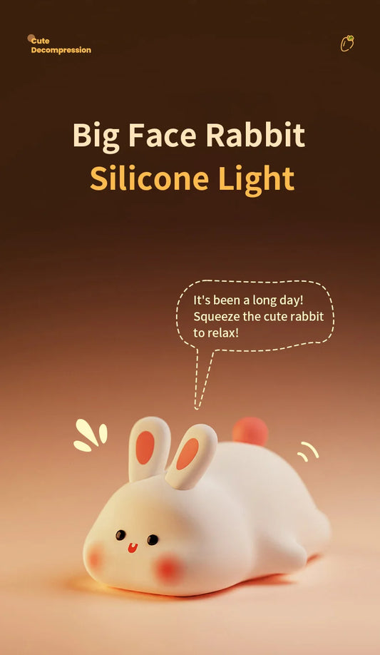 Cute Rabbit-shaped USB Rechargeable Silicone Night Light for Bedroom