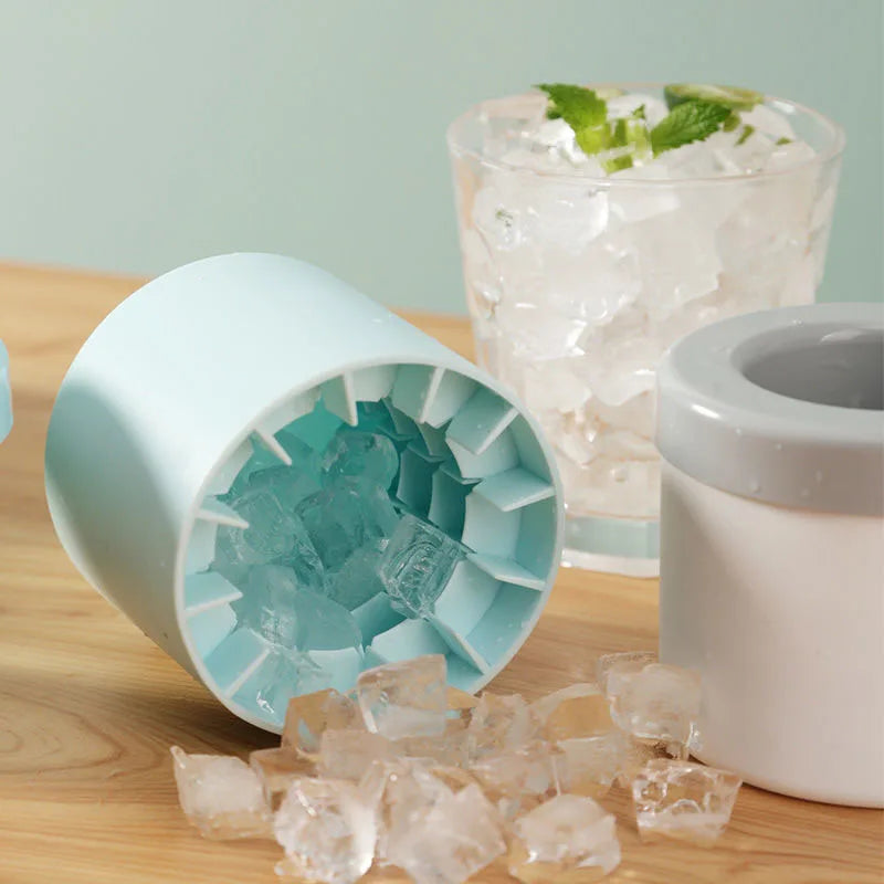 Silicone Round Ice Cube Mold & Bucket