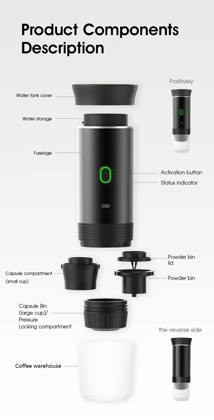 Wireless Portable Electric Espresso Machine – Ideal for Car, Home, and Camping Use