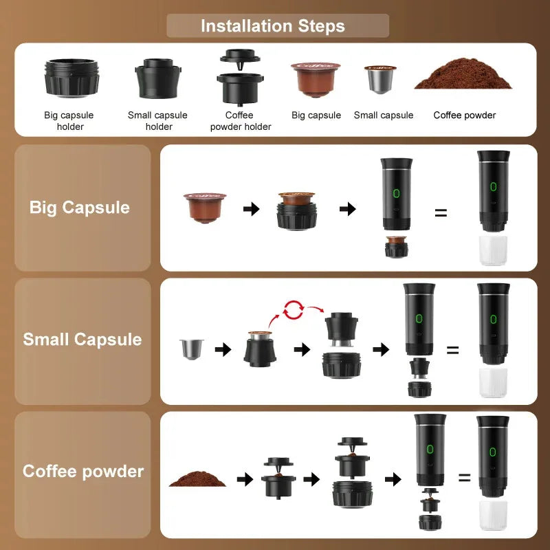 Wireless Portable Electric Espresso Machine – Ideal for Car, Home, and Camping Use