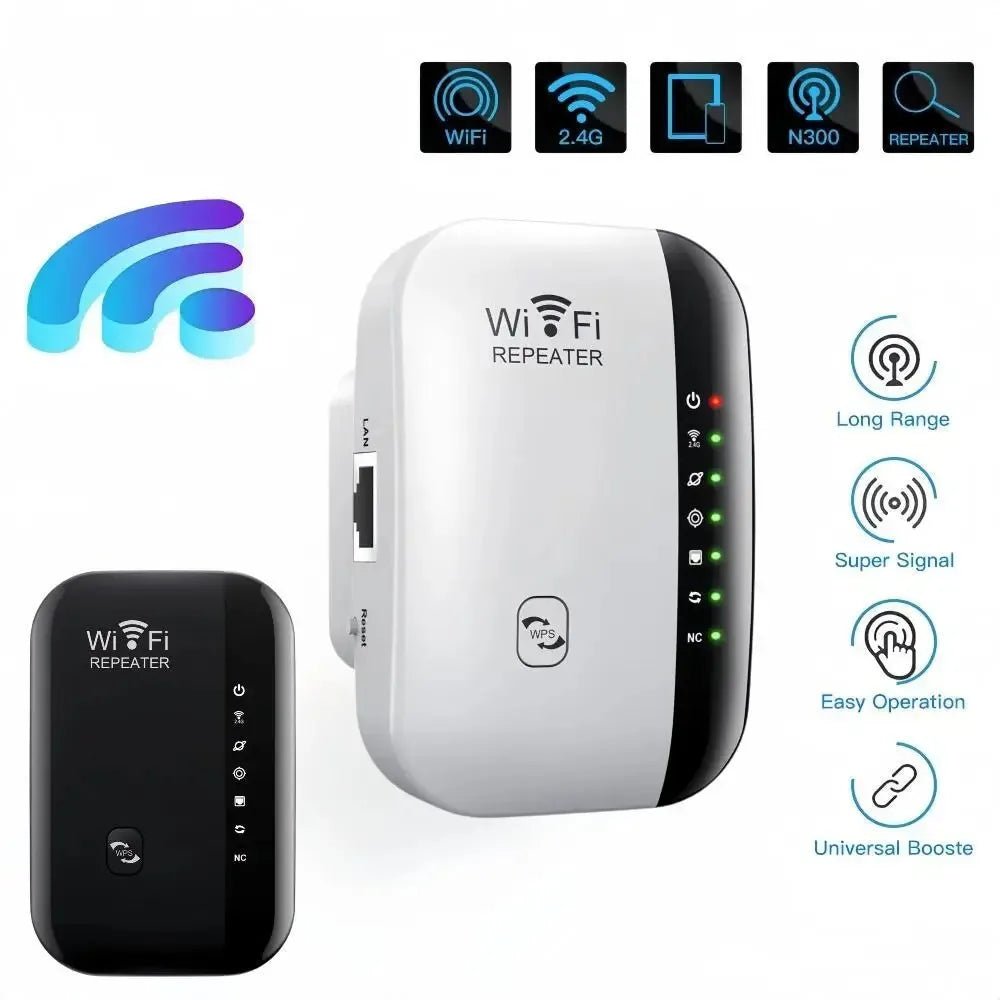 300Mbps Wireless WiFi Repeater – Signal Amplifier for Home/Office