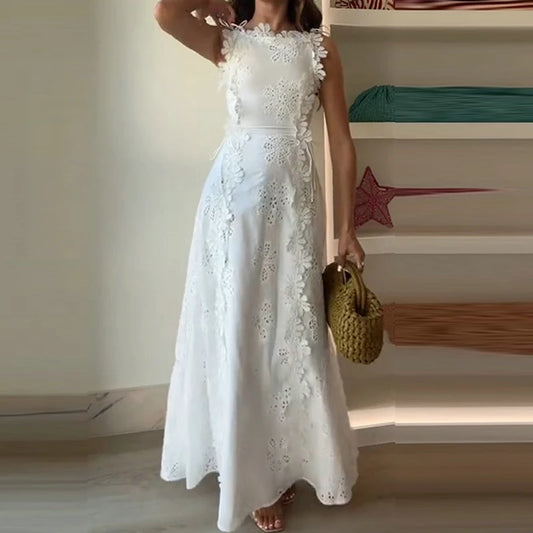 Fashion Sleeveless Bandage High Waist Dress Casual