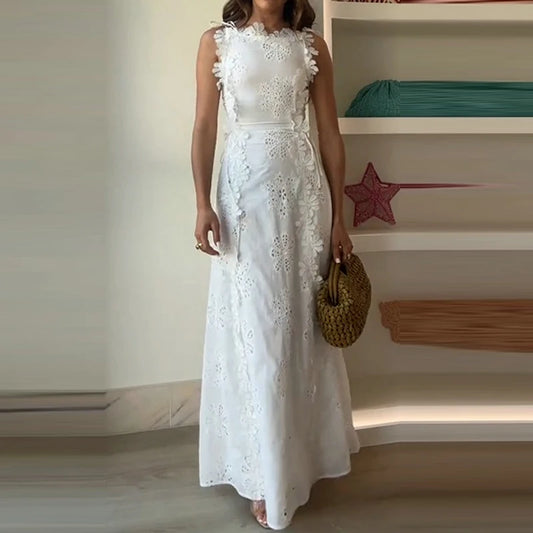 Fashion Sleeveless Bandage High Waist Dress Casual