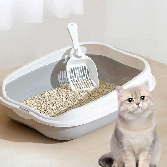 Semi-Enclosed Spatter-Proof Cat Litter Box