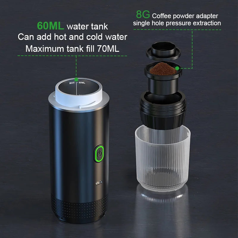 Wireless Portable Electric Espresso Machine – Ideal for Car, Home, and Camping Use