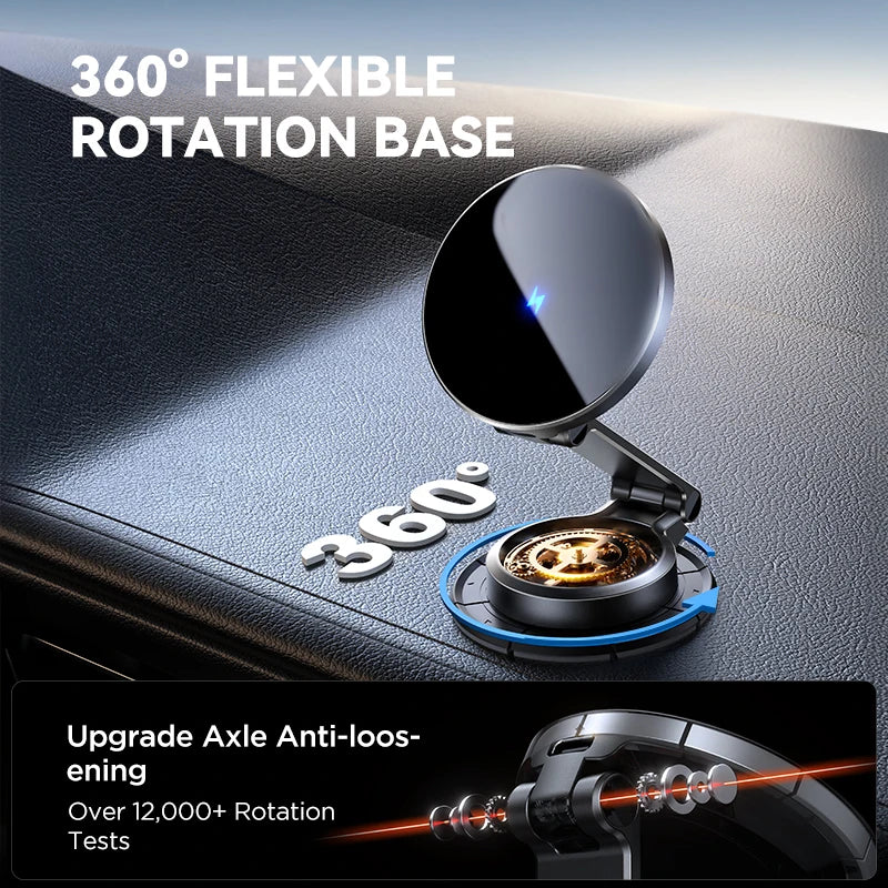 Magnetic Car Mount N55 Strong Magnet 15W Wireless Charging 360° Rotation