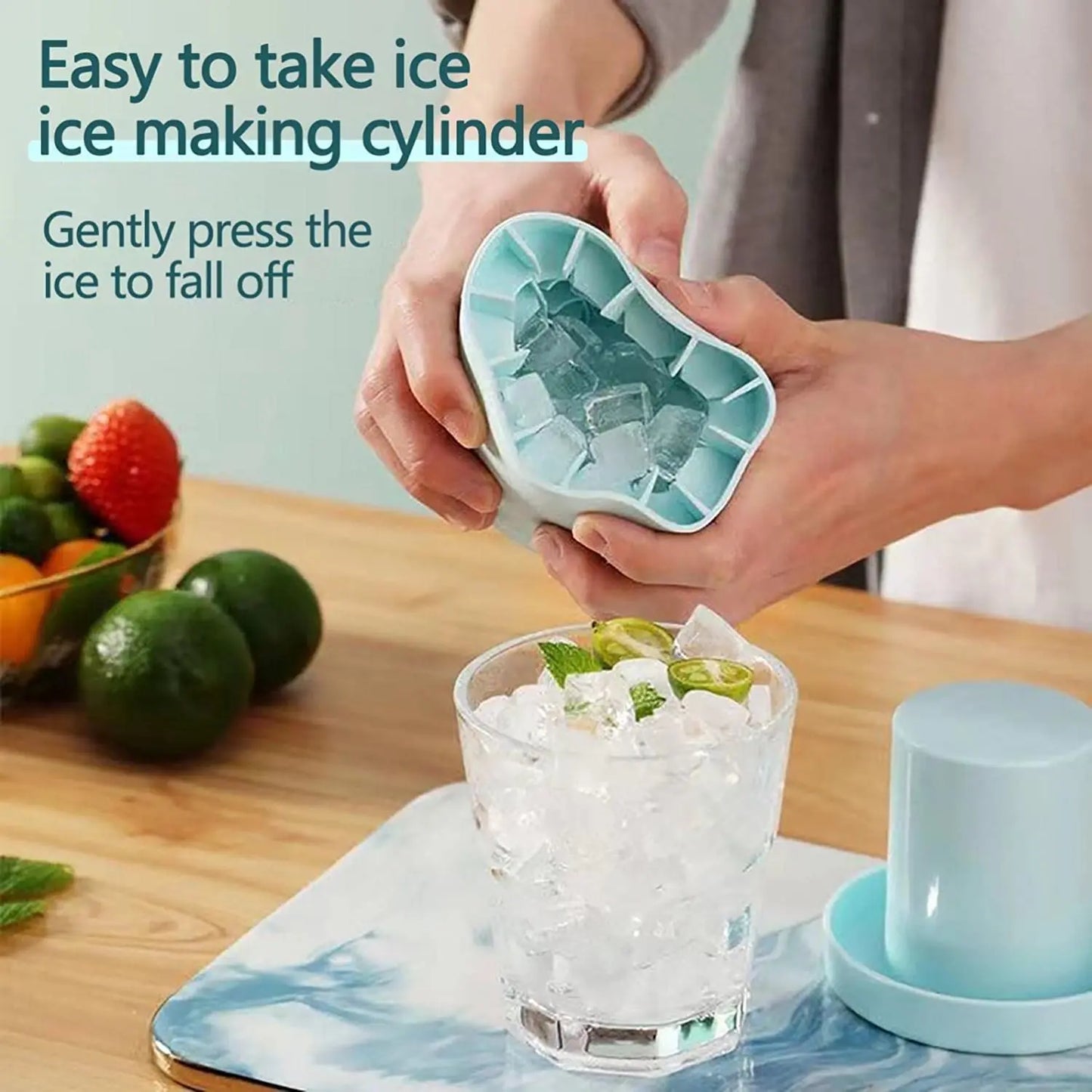 Silicone Round Ice Cube Mold & Bucket