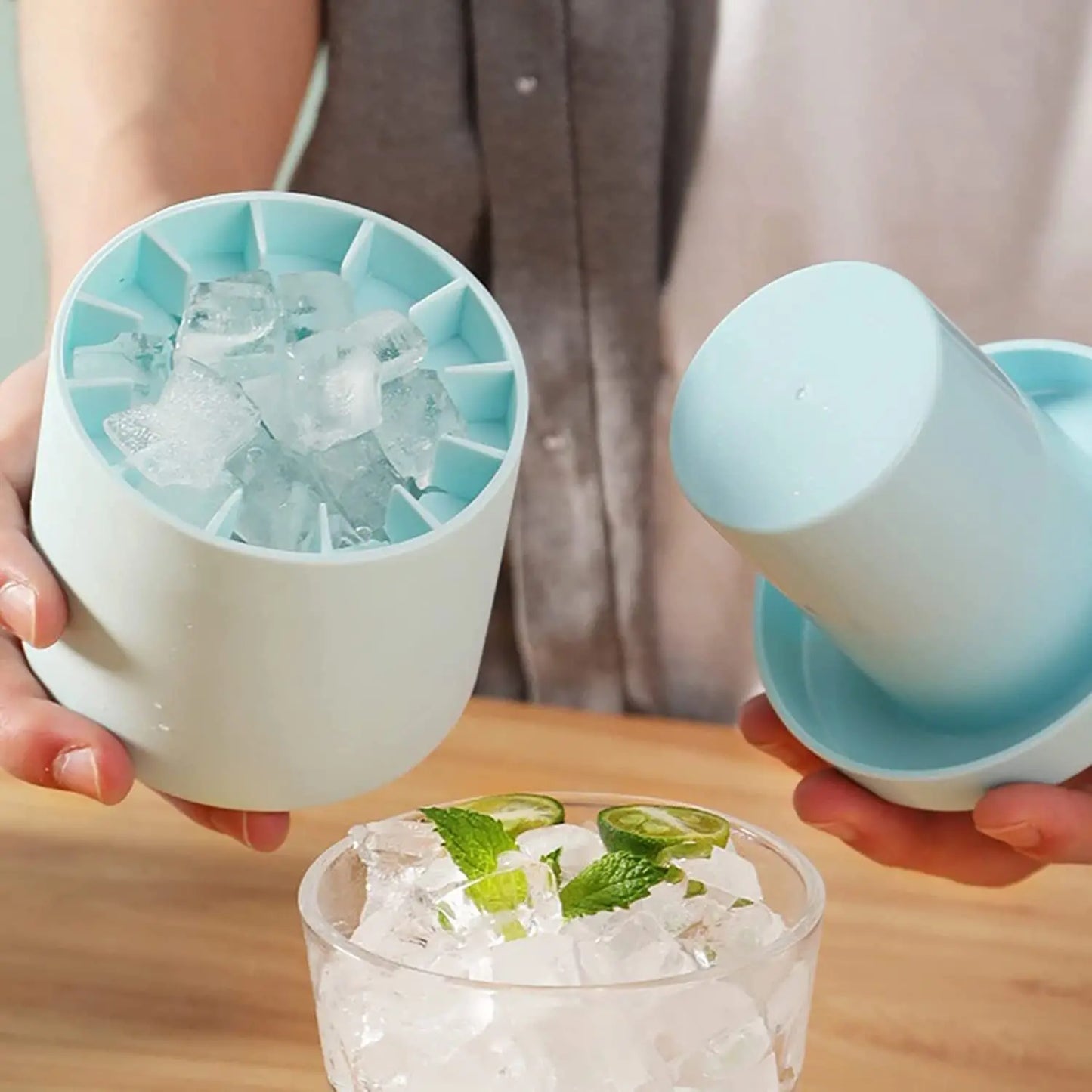 Silicone Round Ice Cube Mold & Bucket